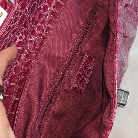 NWT New York & Co. Magenta Croc Patent Clutch Purse - Picture 5 of 8